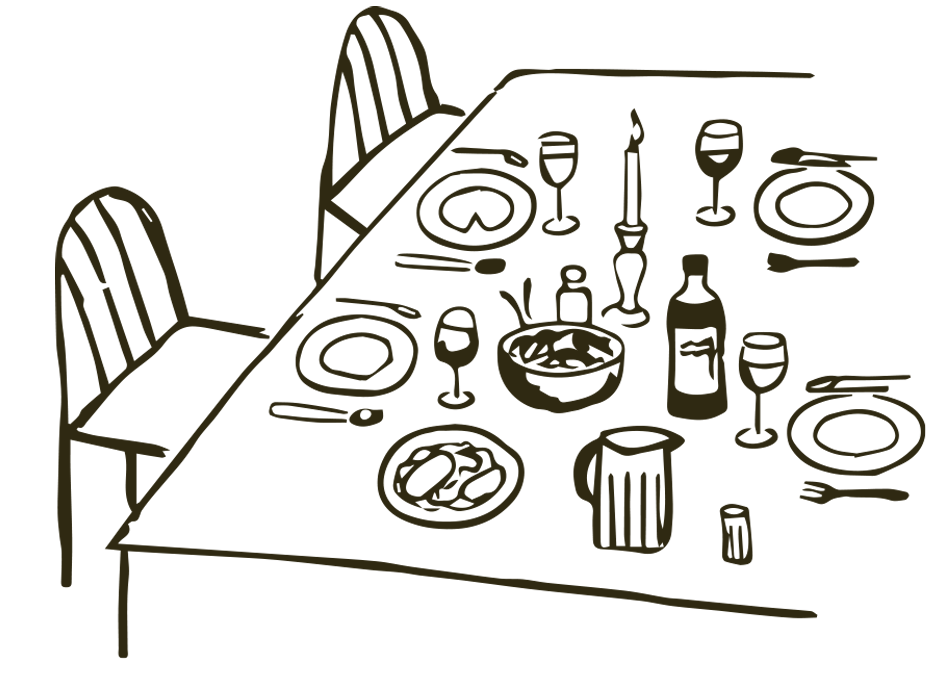 Dinner with Strangers — table illustration